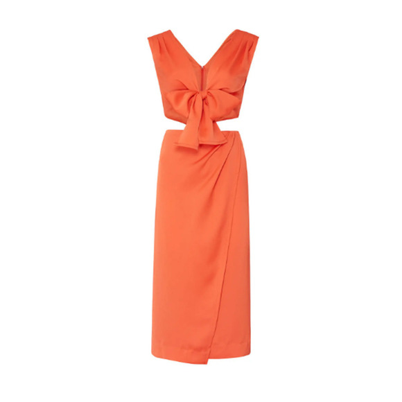 Nicholas Cut Out Tie Front Dress Orange US 0 - Picture 4 of 15